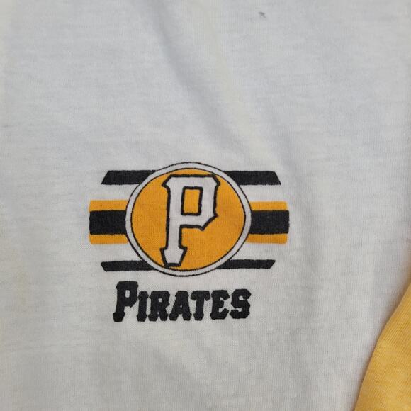 Vintage 80s Pittsburgh Pirates Shirt Womens S/M 18x23 White - Picture 13 of 16